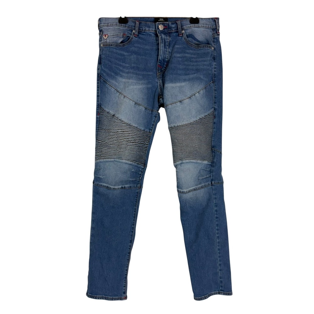 True Religion Rocco Jeans Mens 34x32 Blue Medium Wash Relaxed Skinny Moto Denim